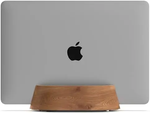 Vertical Laptop Stand in Black Walnut Wood, Adjustable
