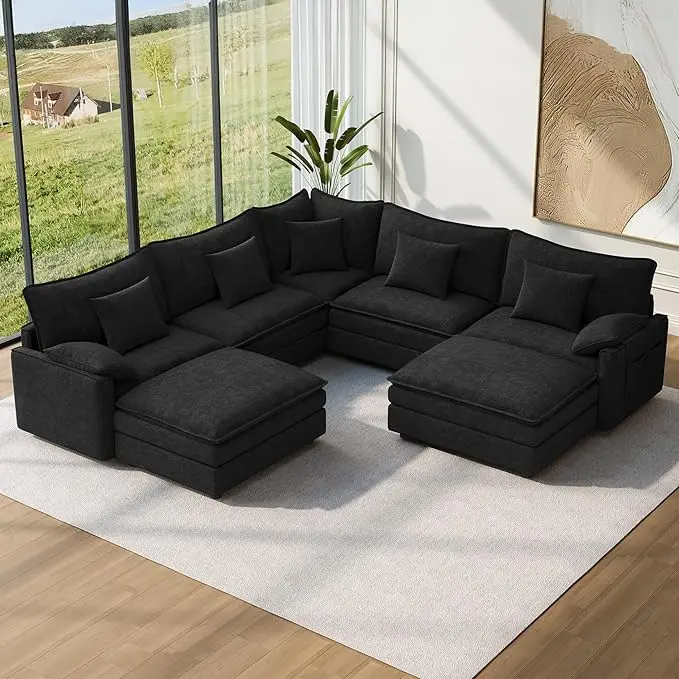 Vesgantti 101" V-Shaped Corner Couch Sectional, 7 Seat Customizable Modular