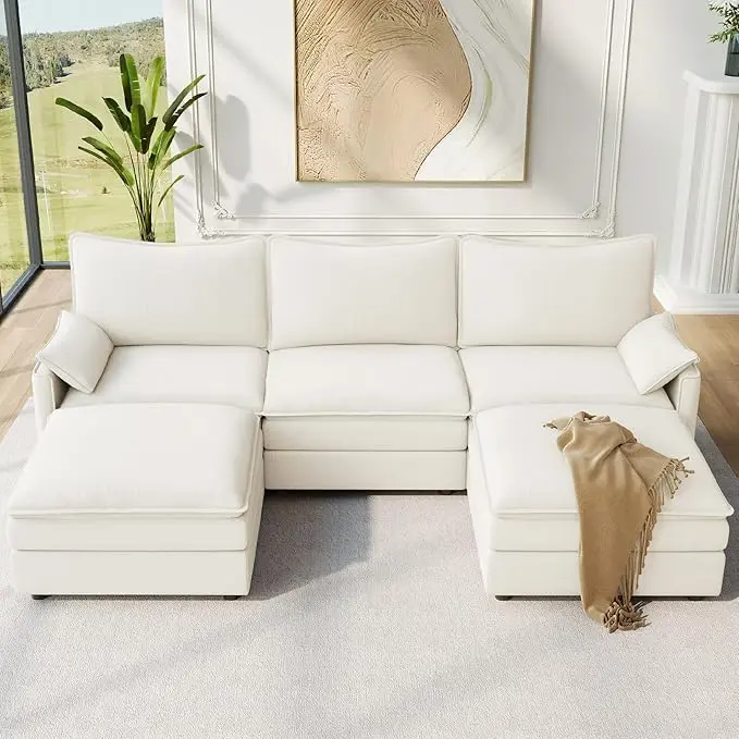Vesgantti 108" U Shaped Sectional Couch, Comfy Cloud Modular Sectional Sofa