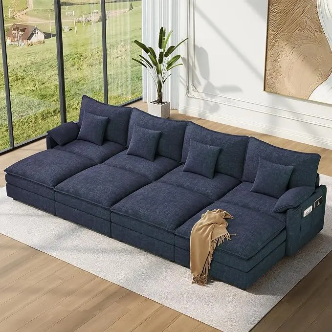 Vesgantti 142" Oversized Sectional Sofa Bed, 8-Seater Modular Sleeper Cloud