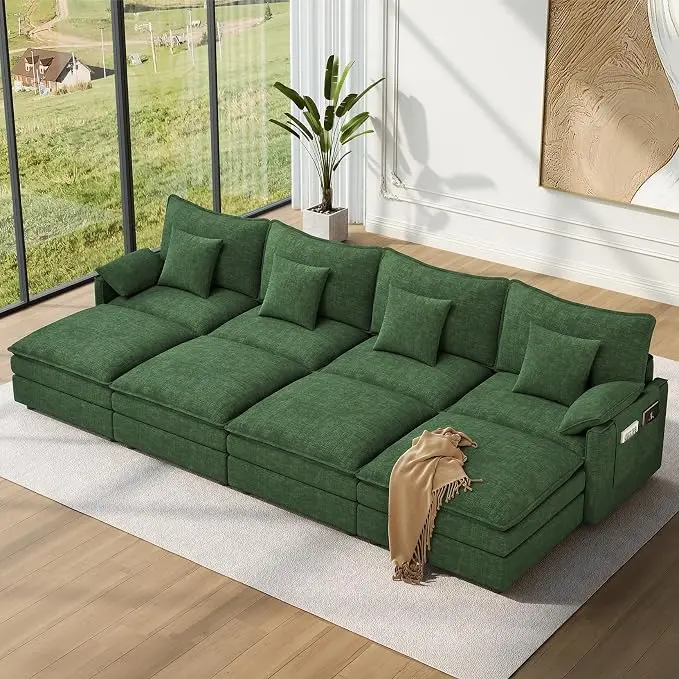 Vesgantti 142" Oversized Sectional Sofa Bed, 8-Seater Modular Sleeper Cloud