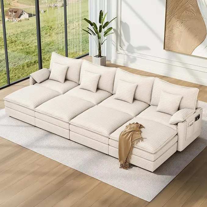 Vesgantti 142" Oversized Sectional Sofa Bed, 8-Seater Modular Sleeper Cloud
