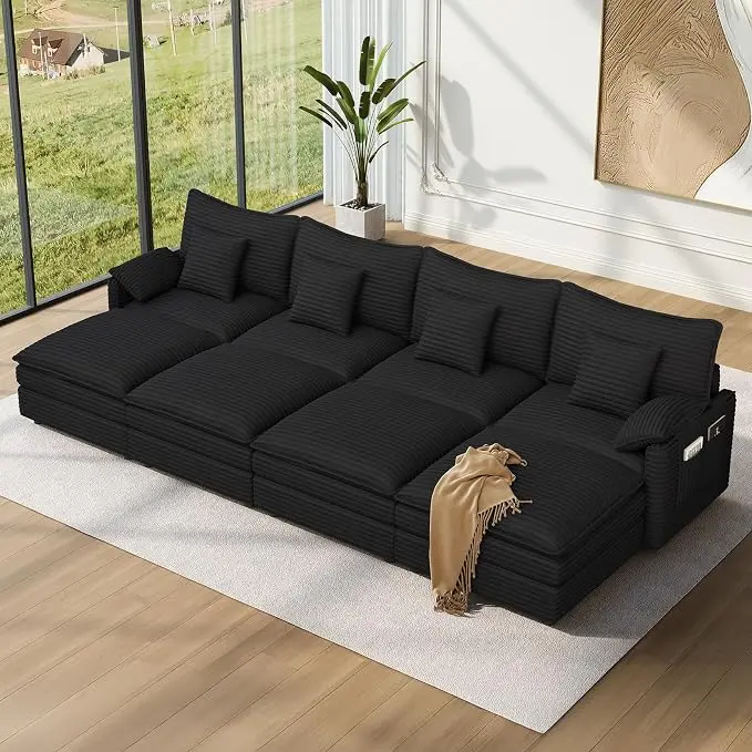 Vesgantti 142" Oversized Sectional Sofa Bed, 8-Seater Modular Sleeper Cloud