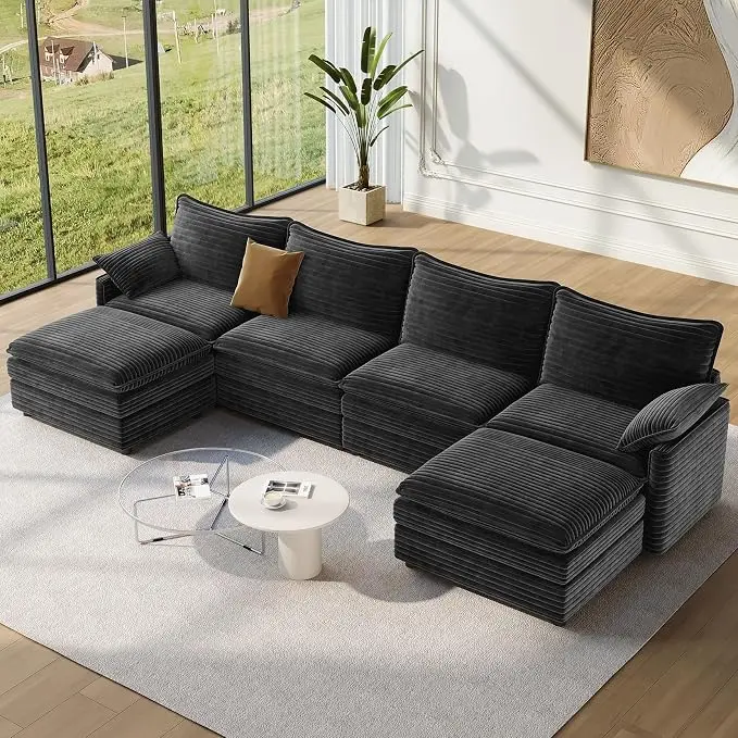 Vesgantti 142" U Shaped Sectional Cloud Couch, Large Cloud Modular Sectional