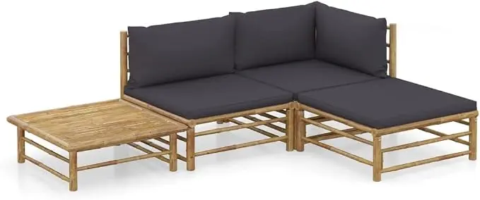 vidaXL Patio Lounge Set 4 Piece, Sectional Sofa
