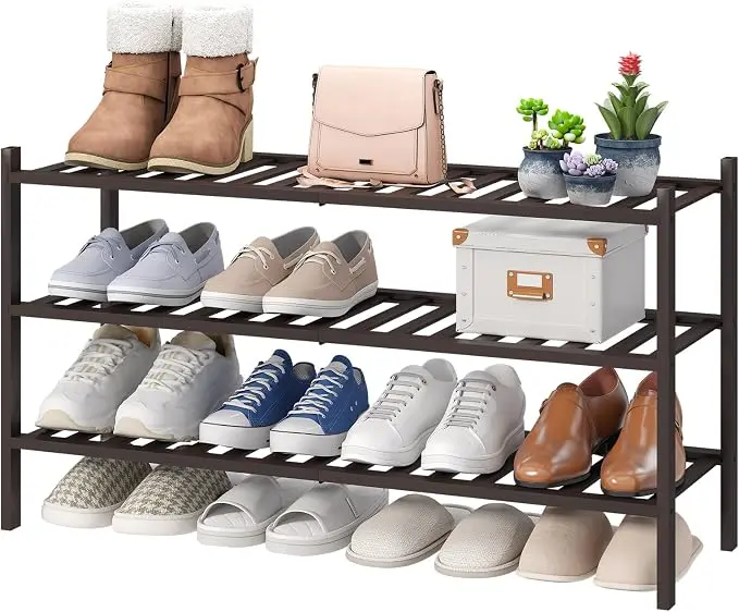 viewcare Long Shoe Rack, Bamboo Wood Shoe Rack
