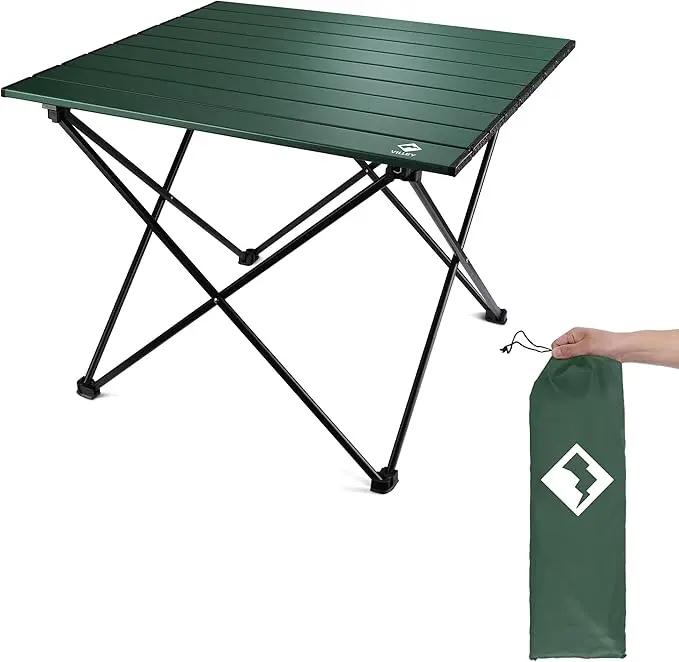 VILLEY Portable Camping Side Table, Ultralight Aluminum Folding Beach Table