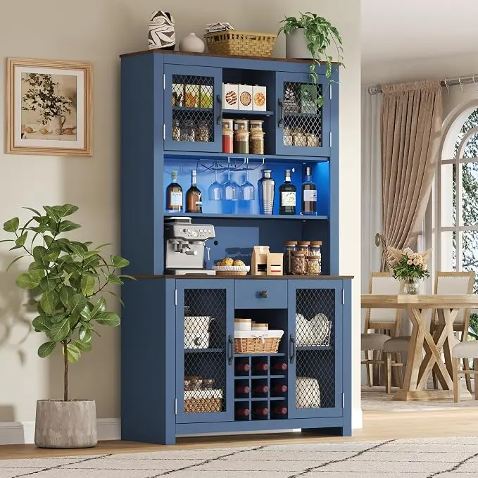 VilroCaz 70.9" Tall Farmhouse Kitchen Pantry Buffet Cabinet
