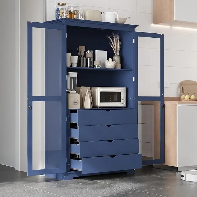 VilroCaz 75'' Tall Kitchen Pantry, Wood Freestanding Kitchen Storage Cabinet
