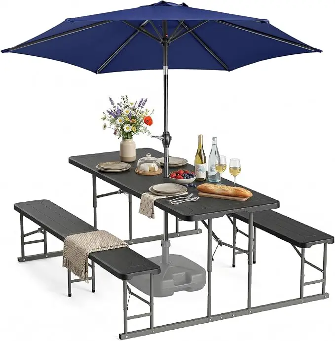 VINGLI Folding Picnic Table and Bench Set