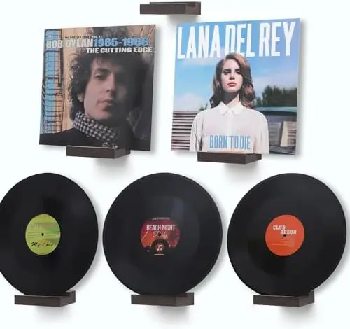 Vinyl Record Shelf Wall Mount,Small Record Holder,Dark Walnut,6Pcs