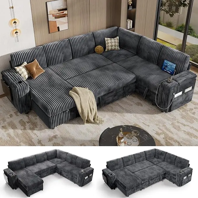 Vipbear 111" Modular Sectional Sleeper Sofa