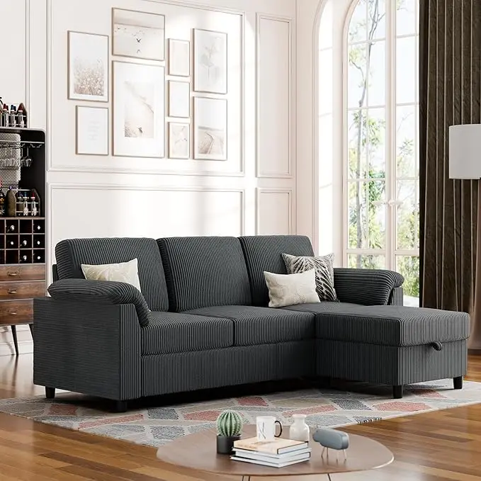 Vongrasig Convertible Sectional Sofa Couch, 3 Seat L Shaped Sofa