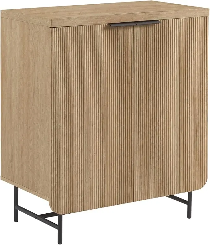 Walker Edison Reema Fluted Door Accent Table, 32 Inch, Coastal Oak