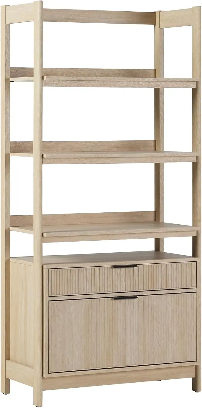 Walker Edison Transitional Open Reeded 4-Shelf Bookshelf