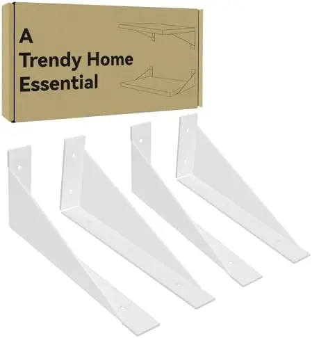 Wall Shelf Brackets 12 Inch White, 4 Pack, Brackets for Shelves