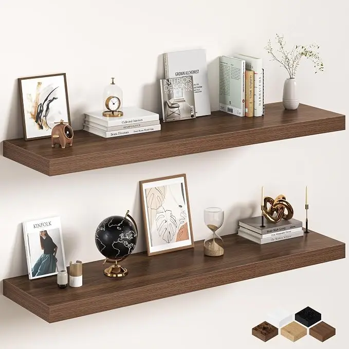 Walnut Floating Shelves 55Inch Long, 12 Inch Deep Floating Shelves