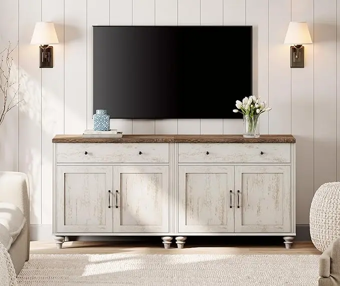 WAMPAT Farmhouse TV Stand for 75 inch TV