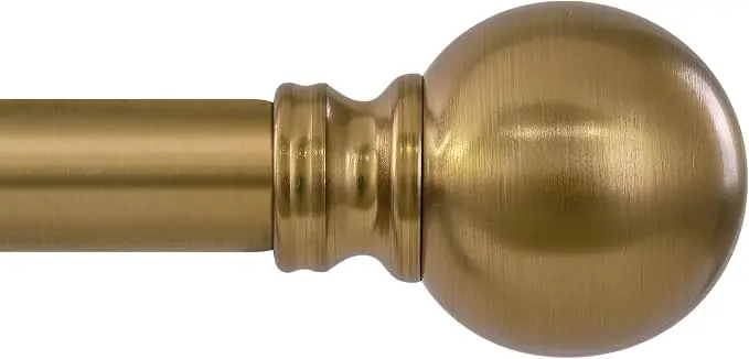 Warm Gold Curtain Rods for Windows 48 to 84 Inch 1" Diameter Adjustable Heavy