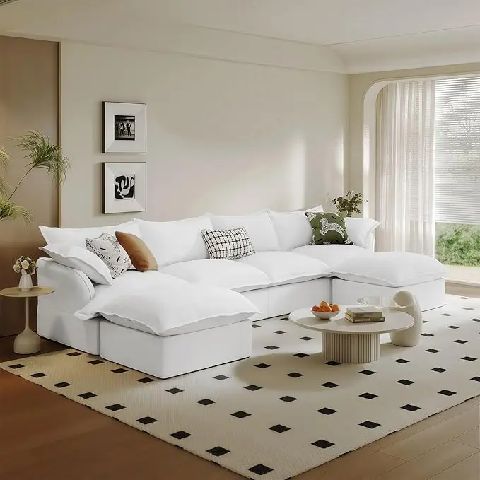 Waterproof Cloud Couch, 6 Seat U Shape Stain Resistant Modular Sectional Sofa