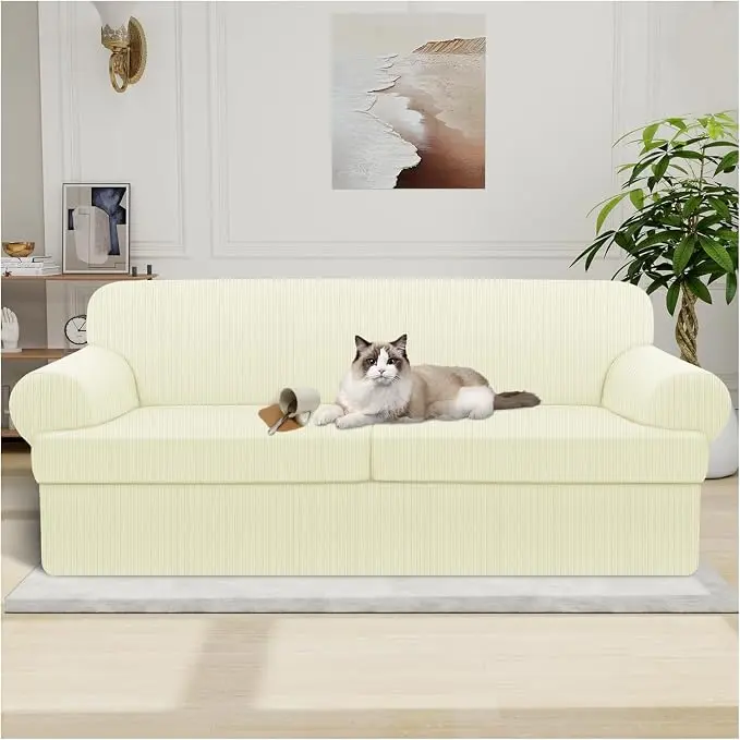 Waterproof Couch Cover 3-Piece Set Striped Sofa Slipcovers