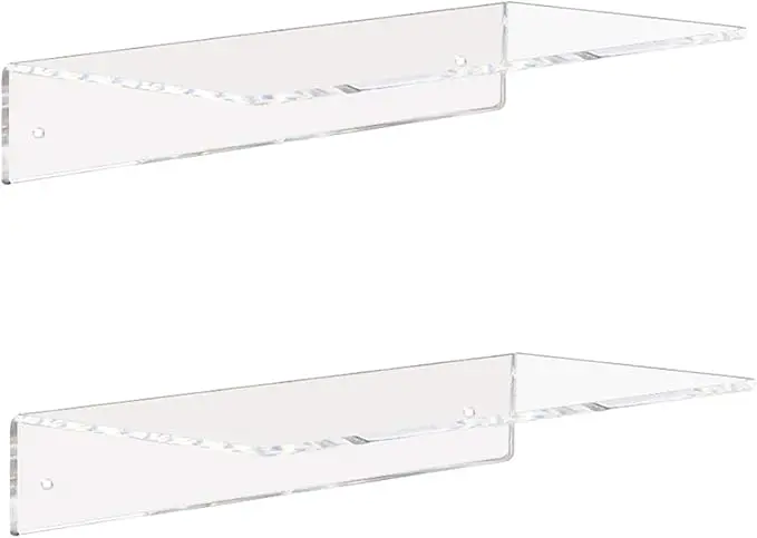 Weiai Clear Acrylic Shelves 12 Inch, Floating Wall Mounted Shelf