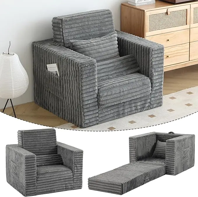 Welnow Folding Sofa Bed with Pillow, Convertible 2-in-1 Sleeper Chair