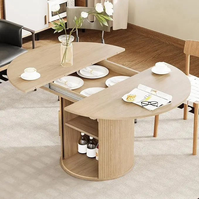 weselon 43"-59" Extendable Round to Oval Dining Table