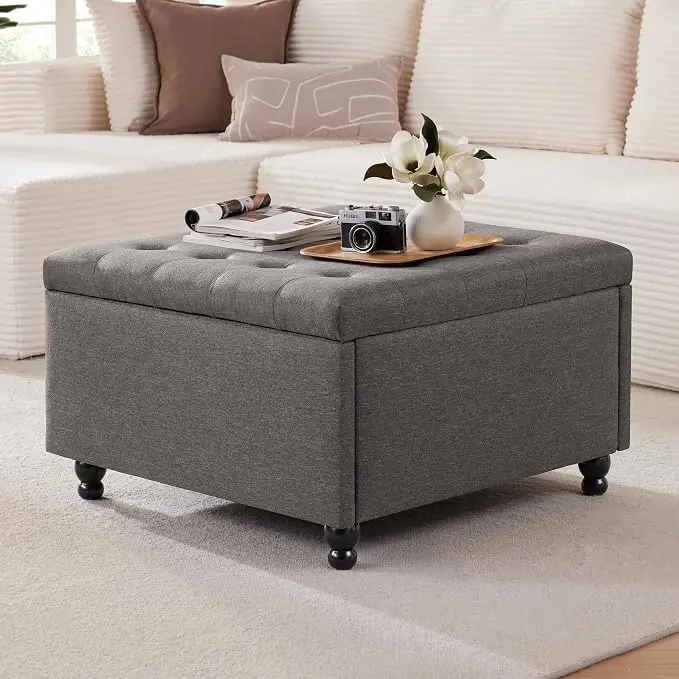 Weture 30 Inch Large Square Storage Ottoman Coffee Table, Oversized Square