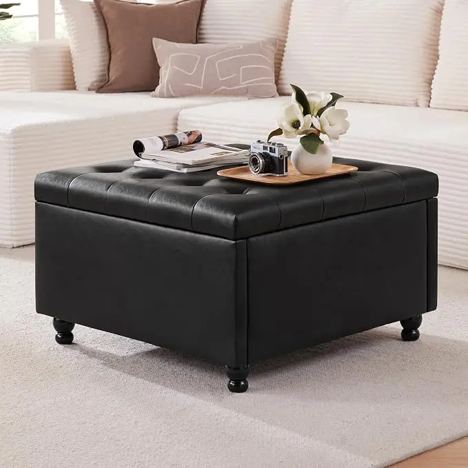 Weture Large Square Storage Ottoman Coffee Table, Oversized Square Ottoman