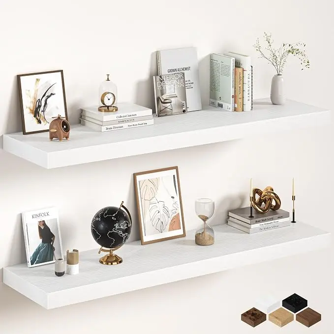 White Floating Shelves 55Inch Long, 12 Inch Deep Floating Shelves