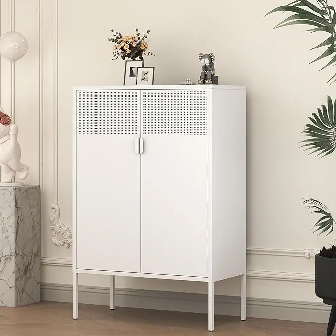White Metal Storage Cabinet