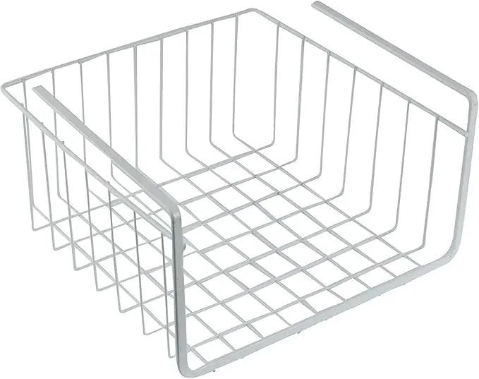 White Wire Under-Shelf Storage Basket, 10-Inch – Durable Organization Solution for Kitchen, Pantry, and Closet