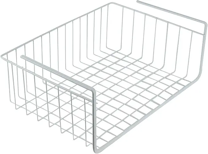 White Wire Under-Shelf Storage Basket, 17-Inch – Durable Organization Solution for Kitchen, Pantry, and Closet