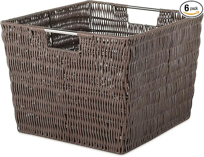 Whitmor Rattique Storage Tote Basket - Java 13W x 15D x 9.63H in.
