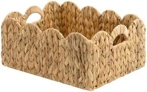 Wicker Baskets, Large Scalloped Baskets, Water Hyacinth