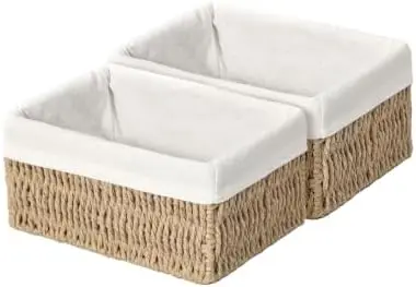 Wicker Baskets Paper Rope ,woven Baskets for Organizing,2-Pack