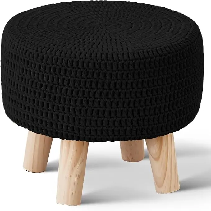 Wimarsbon Small Ottomans, 100% Hand Knitted Pouf Ottoman, Round Footrest