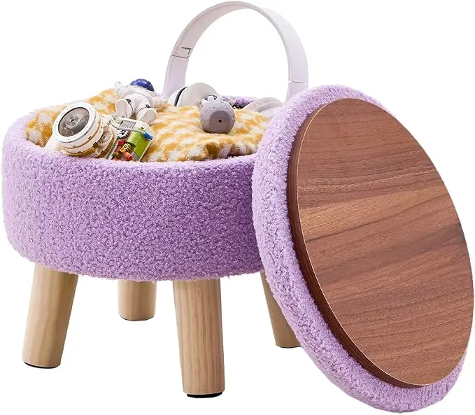 Wimarsbon Storage Ottoman, Modern Round Footrest