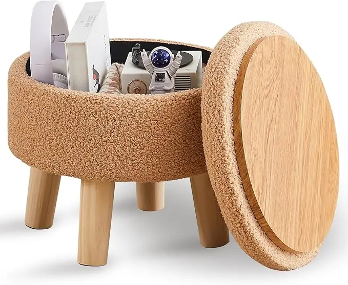 Wimarsbon Storage Ottoman, Modern Round Footrest