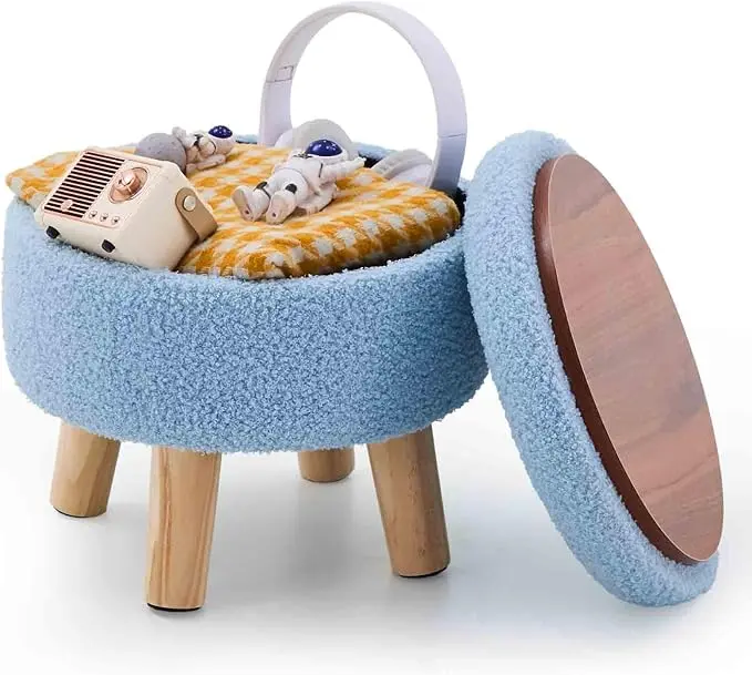 Wimarsbon Storage Ottoman, Modern Round Footrest