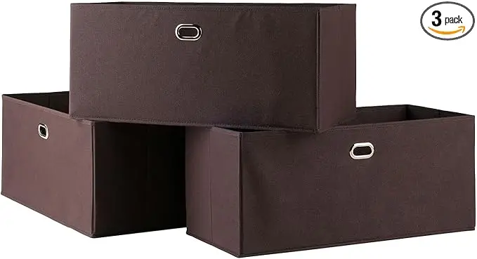 Winsome Torino 3 Piece Folding Fabric Baskets Chocolate (38323)