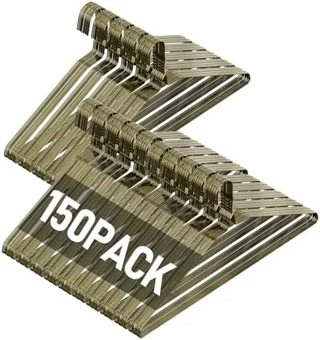 Wire Metal Clothes Hangers Bulk 150 Pack, Ultra Thin, Bronze