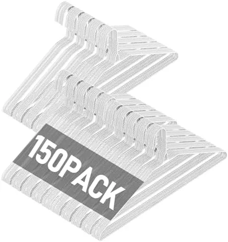 Wire Metal Clothes Hangers Bulk 150 Pack, Ultra Thin, White