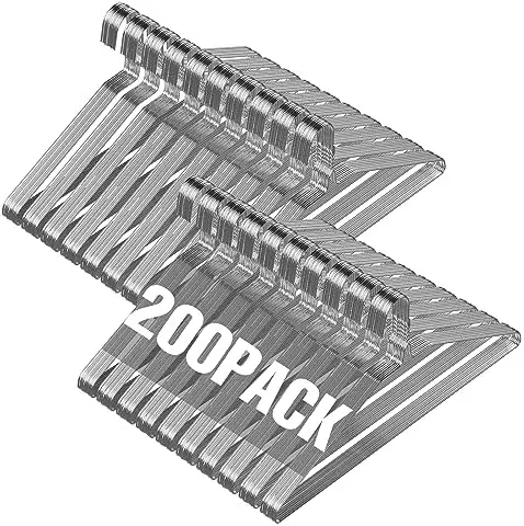 Wire Metal Clothes Hangers Bulk 200 Pack, Ultra Thin, Silver