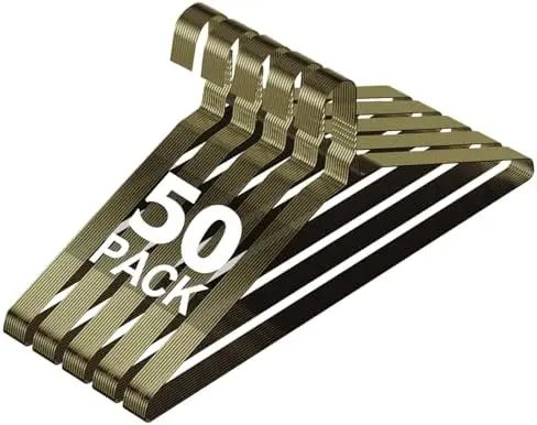 Wire Metal Clothes Hangers Bulk 50 Pack, Ultra Thin, Bronze