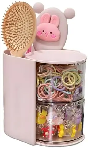 With Hair Brush Holder(Pink, 2-Layer)