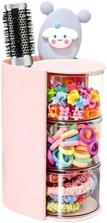 With Hair Brush Holder(Pink, 3-Layer)