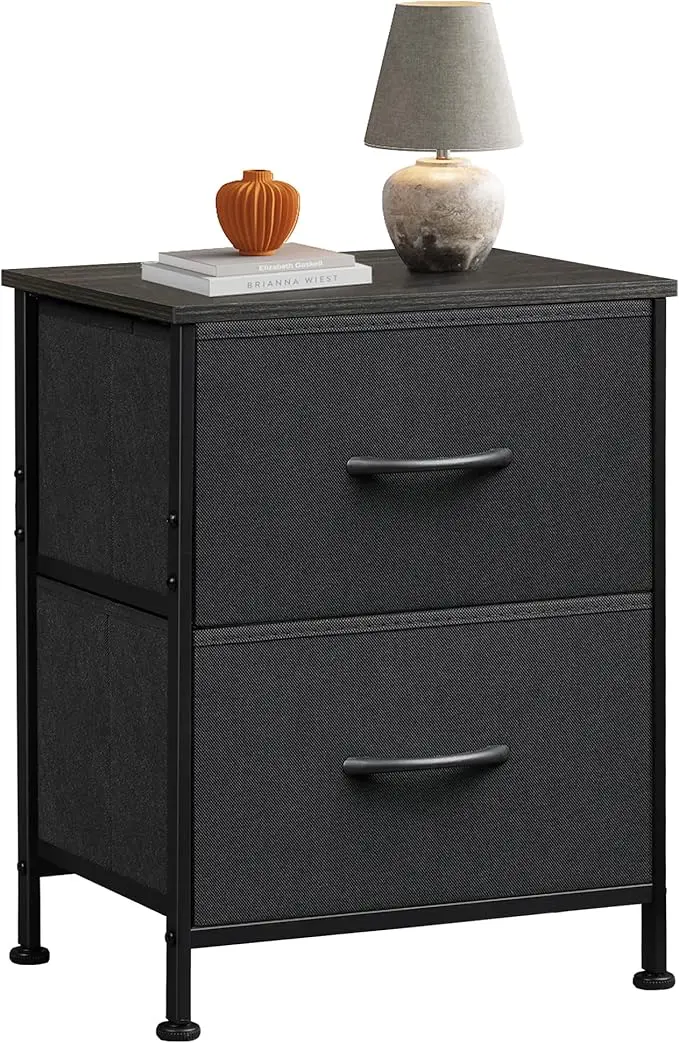 WLIVE Black Night Stand, Small Dresser