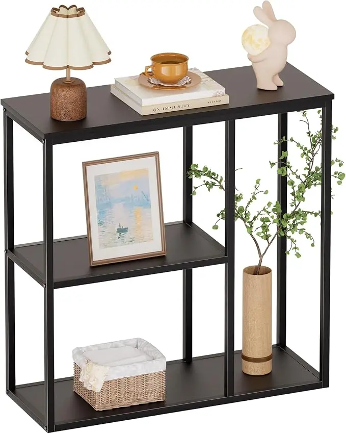 WOHOMO Console Table, 31.5'' x 31.5'' Black Industrial Sofa Table